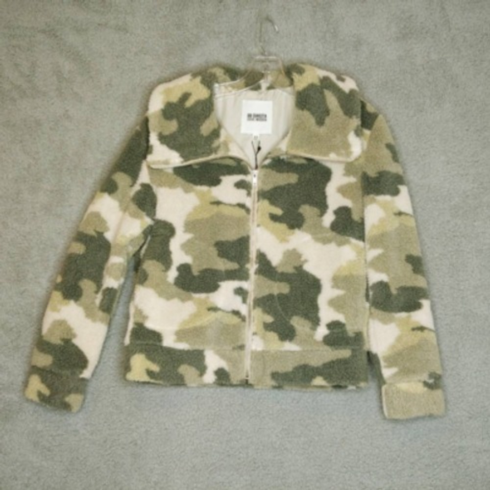 Bb Dakota Steve Madden‎ Jacket Womens Fleece Green Camouflage Zip Up XS New